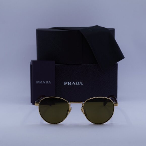 Prada PRB52S 5AK09Z Round Sunglasses – Gold\\Brown main image 4